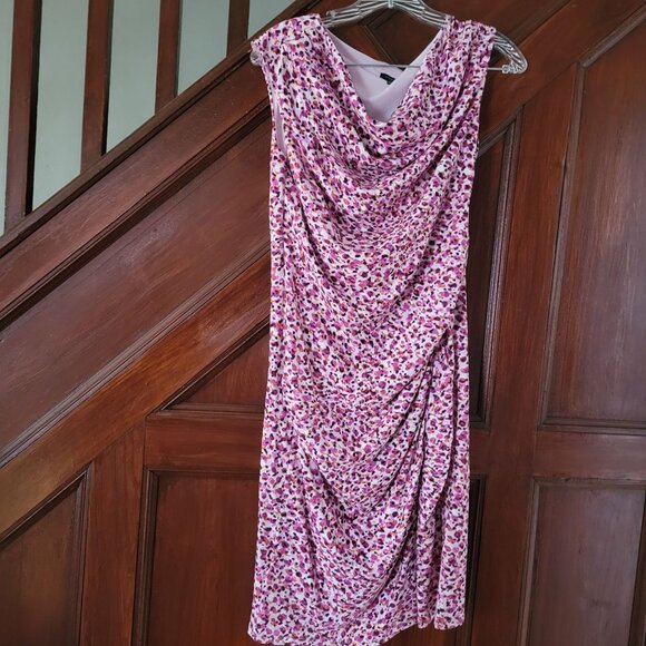 Ann Taylor Womens Sleeveless Cowl Neck Pink Floral Print Dress Medium - Picture 1 of 6